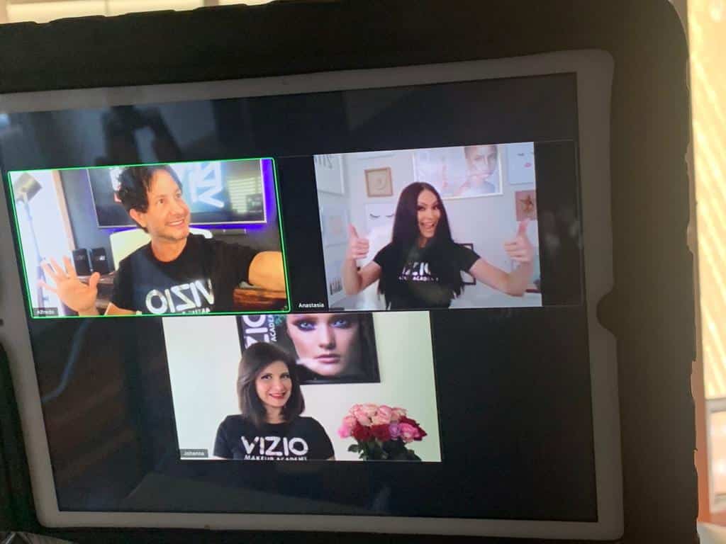 Anastasia andreani working with her students and staff via zoom