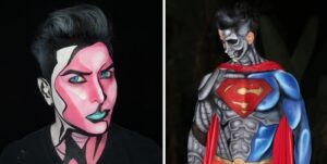 Superhero Body Painting, featured in Argenis Pinal’s professional makeup portfolio