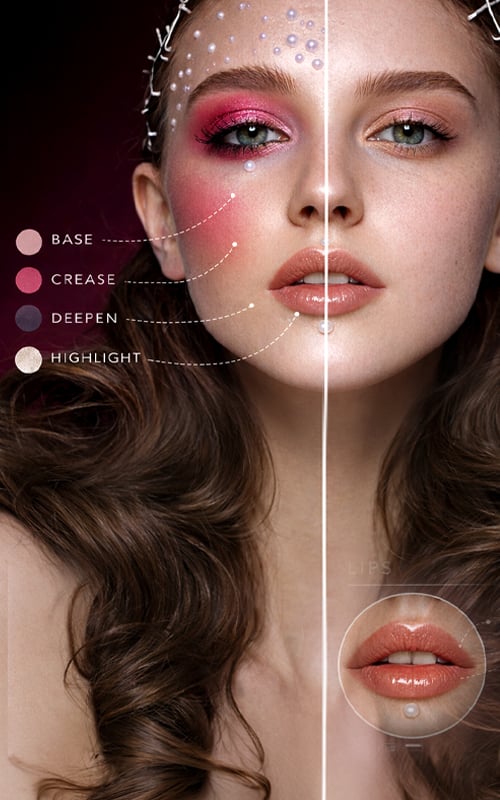 Creative pink editorial eyeshadow makeup look from the Elite Makeup Course at Vizio Makeup Academy.